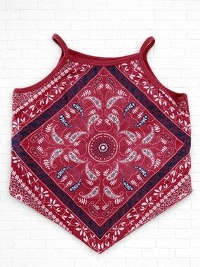 Shyanne Red Bandana-Print Handkerchief Hem Camisole